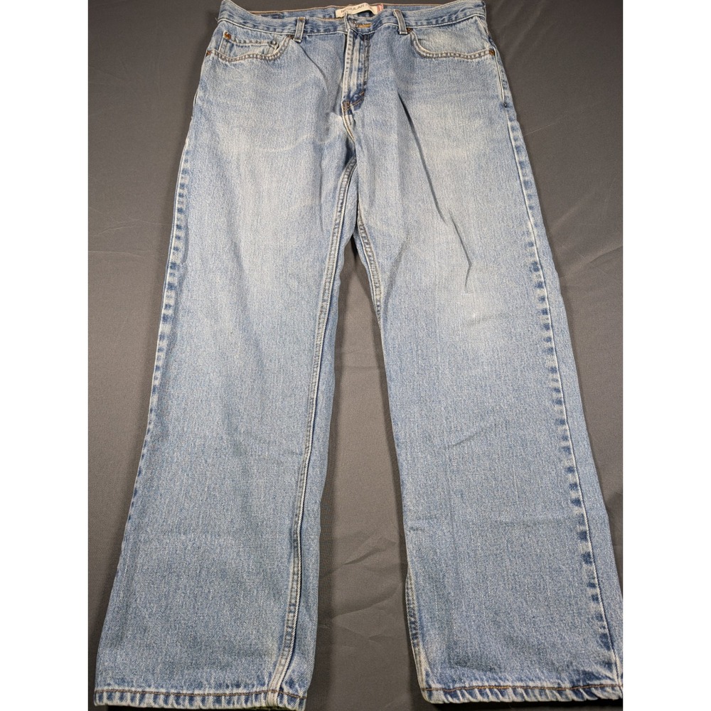 Levis 505 Regular Fit Straight Leg Jeans Light Wash Mens 38x30 Blue Denim